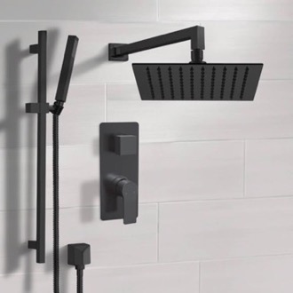 Shower Faucet Matte Black Shower Set With Rain Shower Head and Hand Shower Remer SFR100